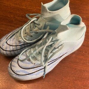 Light Aqua Knit Soccer Cleats with Black Accents